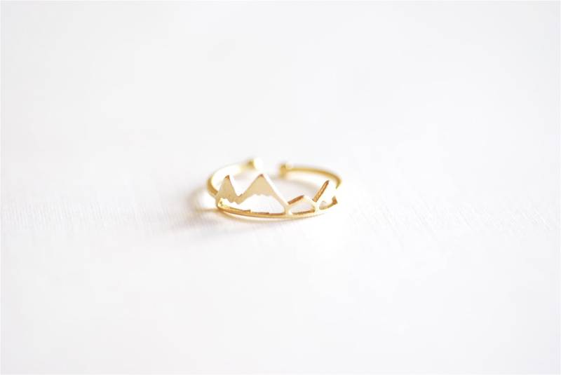 Vergoldeter Vermeil Gold Berg Verstellbarer Ring - 18K Vergoldet Über Sterling Silber Ring, Bergspitze Range Wanderring, 262 Vergoldeter Vermeil Gold Berg Verstellbarer Ring - 18K Vergoldet Über Sterling Silber Ring, Bergspitze Range Wanderring, 262 von VermeilSupplies