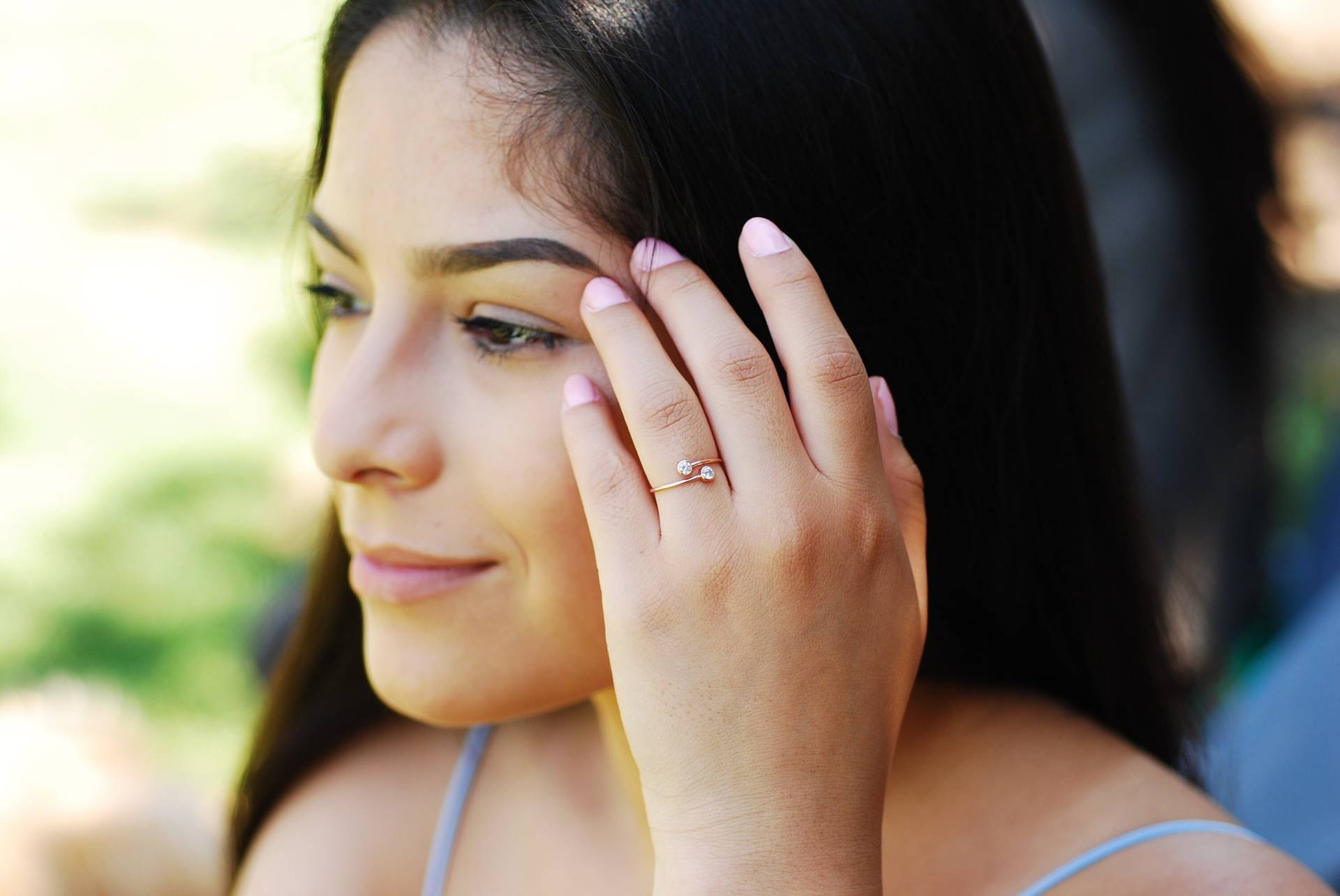 Verstellbarer Doppel-Cz-Ring 14K Gold Gefüllt, Sterling Silber Verstellbarer Doppel-Cz-Ring 14K Gold Gefüllt, Sterling Silber von VermeilSupplies