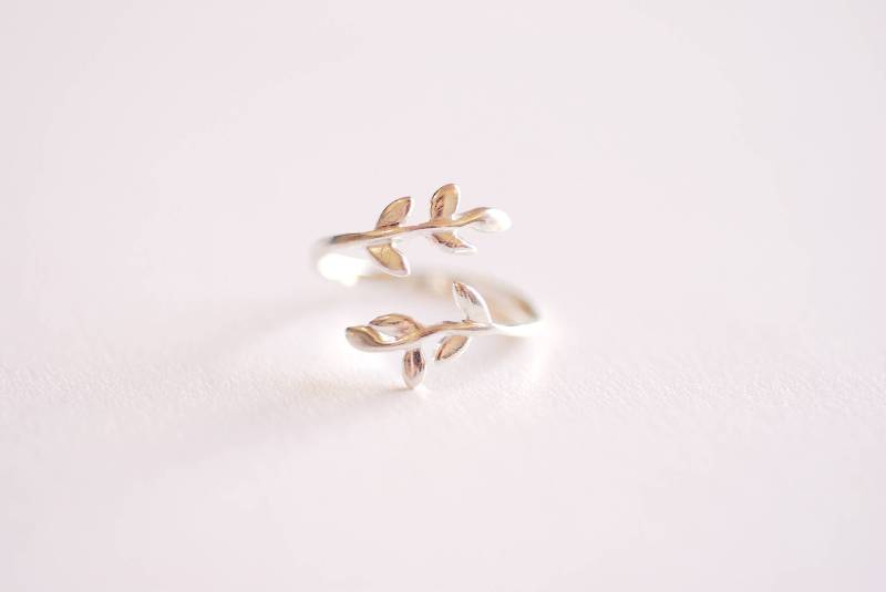 sterling Silber Blatt Zweig Ring, Gold Rose Ring Schichtring, Rebe Lorbeerring, Natur Schmuck [355] von VermeilSupplies