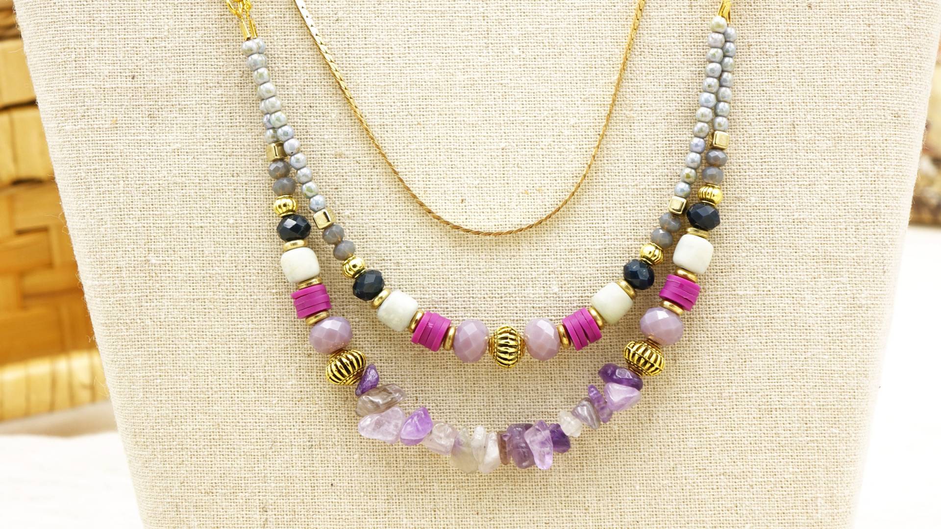Amethyst Perlen Halskette - Kristall Geschenk Für Sie Boho Schmuck Frauen Handgemacht von VernaArtisanWorks