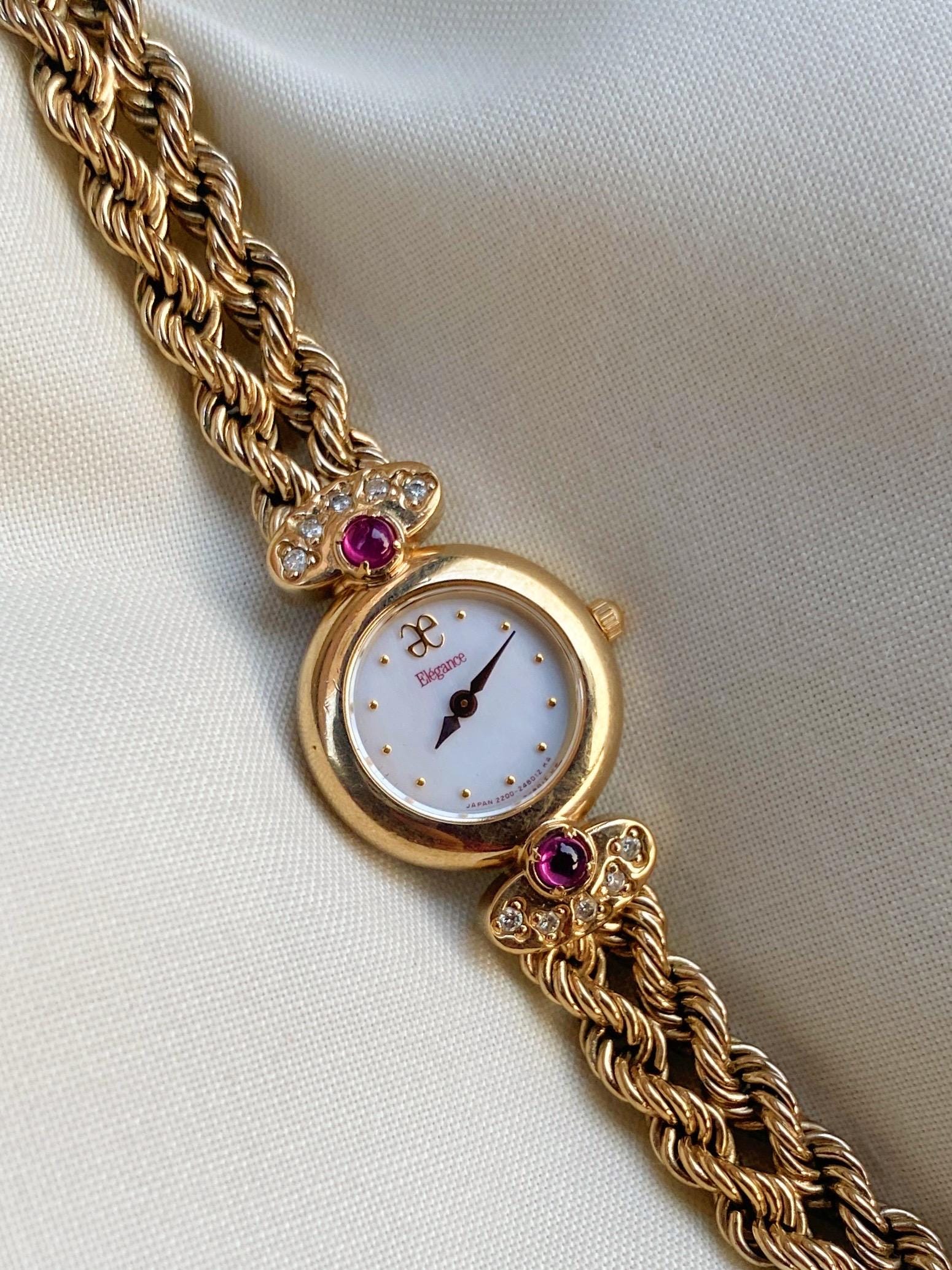 Seltene Citrin Elegance Vintage Damenuhr; Steinen Mit Seil Armband von Verncellvintage