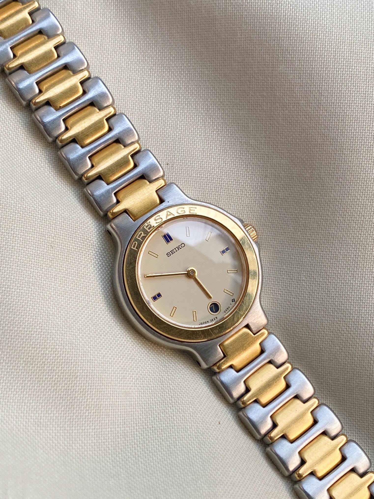 Vintage Seiko Presage Seltene Damenuhr; Zweifarbige Uhr Und Datejust-Zifferblatt von Verncellvintage