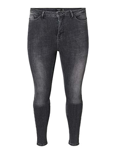 VERO MODA Damen Vmlora Hw Ss Bl Wash Jeans-k Curve Noos, Black Denim, 46 von VERO MODA