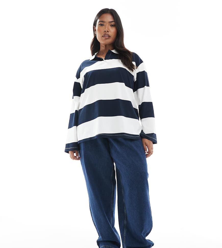 Vero Moda Curve - Barrel-Jeans aus dunkelblauem Denim-Marineblau von Vero Moda Curve