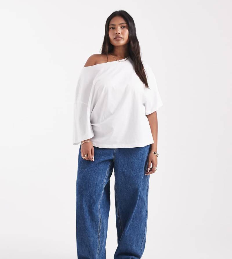 Vero Moda Curve - Billie - Barrel Leg Jeans in mittelblauer Waschung mit hohem Bund von Vero Moda Curve