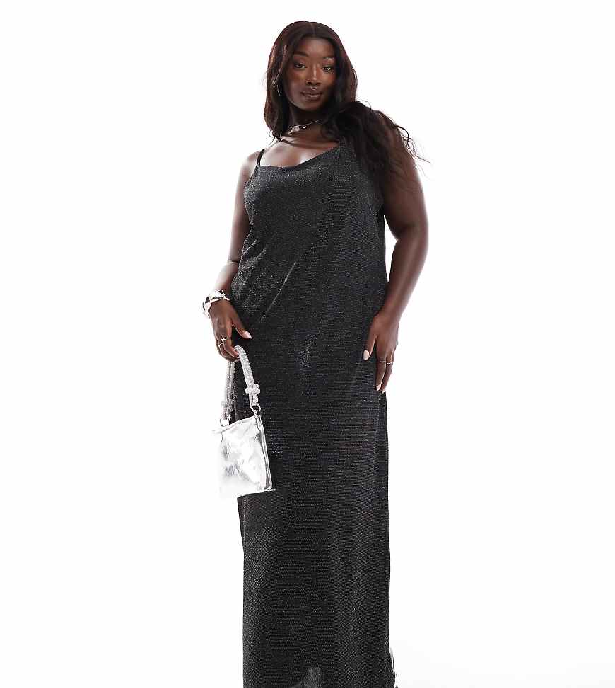 Vero Moda Curve - Camisole-Maxikleid in Schwarz glitzernd Vero Moda Curve - Camisole-Maxikleid in Schwarz glitzernd von Vero Moda Curve