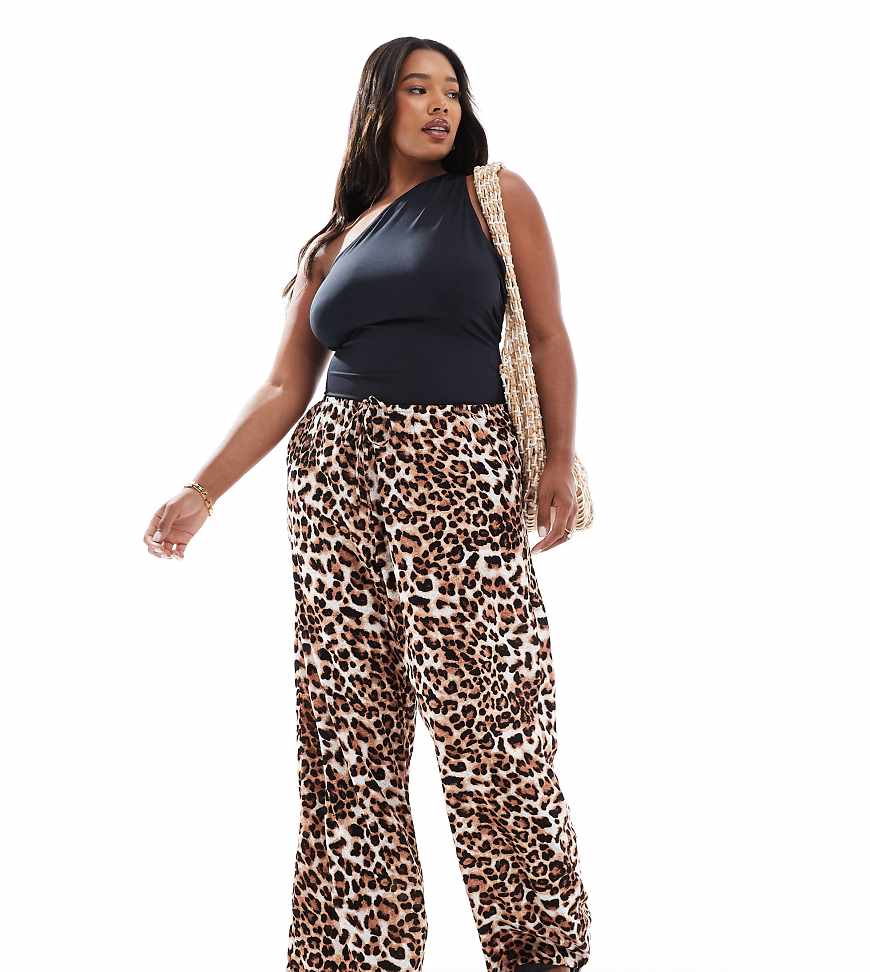 Vero Moda Curve - Easy - Hose mit weitem Bein, Tunnelzug-Bund und Leopardenmuster-Bunt Vero Moda Curve - Easy - Hose mit weitem Bein, Tunnelzug-Bund und Leopardenmuster-Bunt von Vero Moda Curve