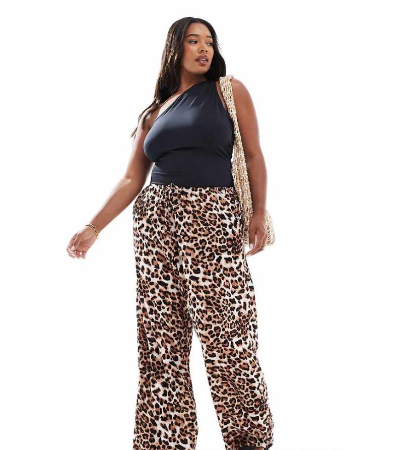 Vero Moda Curve - Easy - Hose mit weitem Bein, Tunnelzug-Bund und Leopardenmuster-Bunt Vero Moda Curve - Easy - Hose mit weitem Bein, Tunnelzug-Bund und Leopardenmuster-Bunt von Vero Moda Curve
