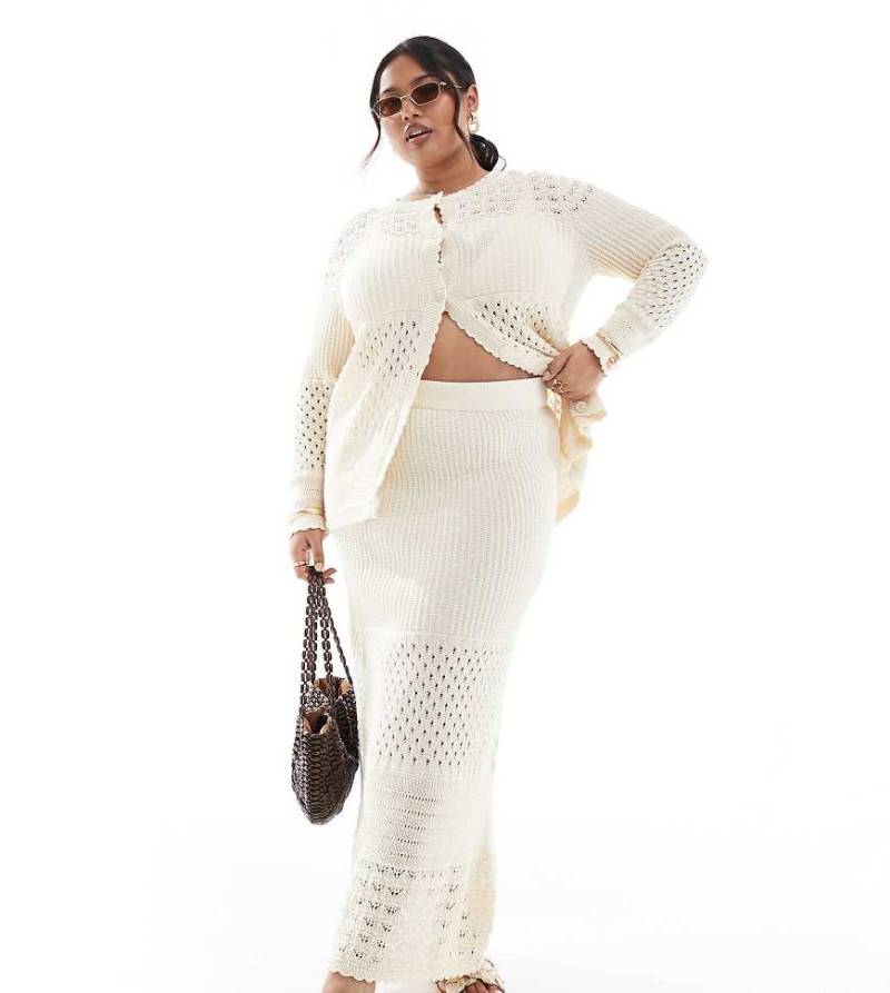 Vero Moda Curve - Gehäkelter Maxirock in Cremeweiß, Kombiteil von Vero Moda Curve