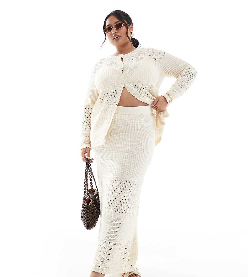 Vero Moda Curve - Gehäkelter Maxirock in Cremeweiß, Kombiteil von Vero Moda Curve