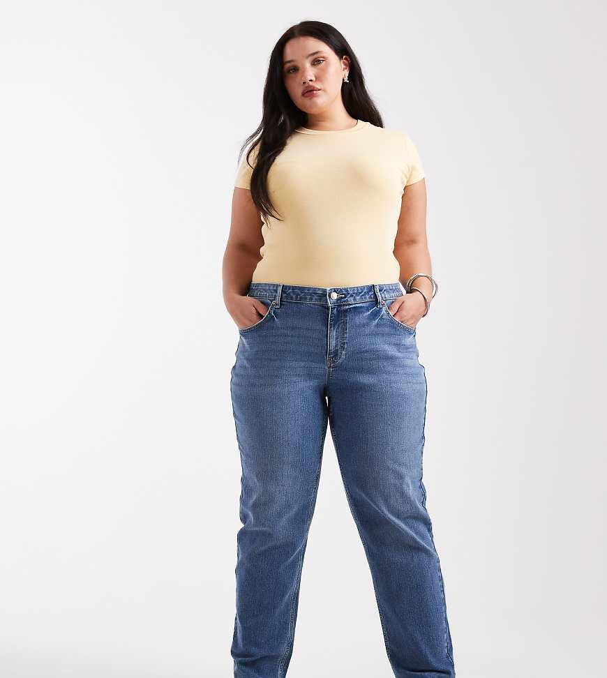 Vero Moda Curve - Gerade geschnittene Jeans aus Stretch-Denim in Mittelblau von Vero Moda Curve