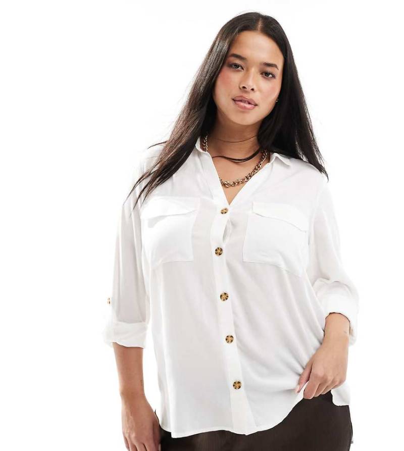 Vero Moda Curve - Hemd in Weiß mit Taschendetail und Knopfleiste von Vero Moda Curve