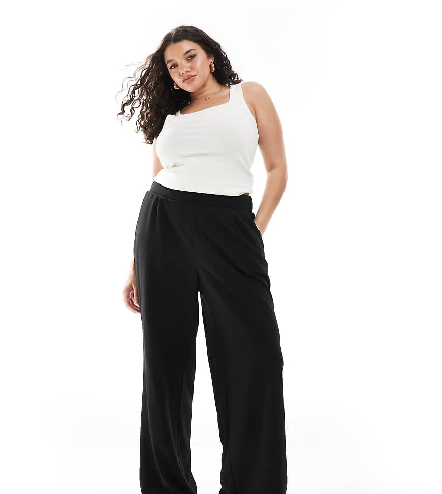 Vero Moda Curve - Hose aus Jersey-Crepe in Schwarz mit weitem Bein Vero Moda Curve - Hose aus Jersey-Crepe in Schwarz mit weitem Bein von Vero Moda Curve