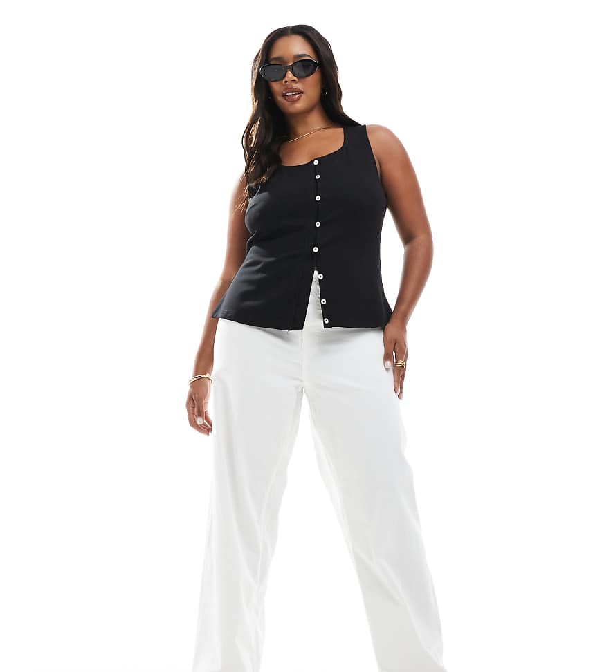 Vero Moda Curve - Jeans in Ecru mit weitem Bein-Weiß Vero Moda Curve - Jeans in Ecru mit weitem Bein-Weiß von Vero Moda Curve