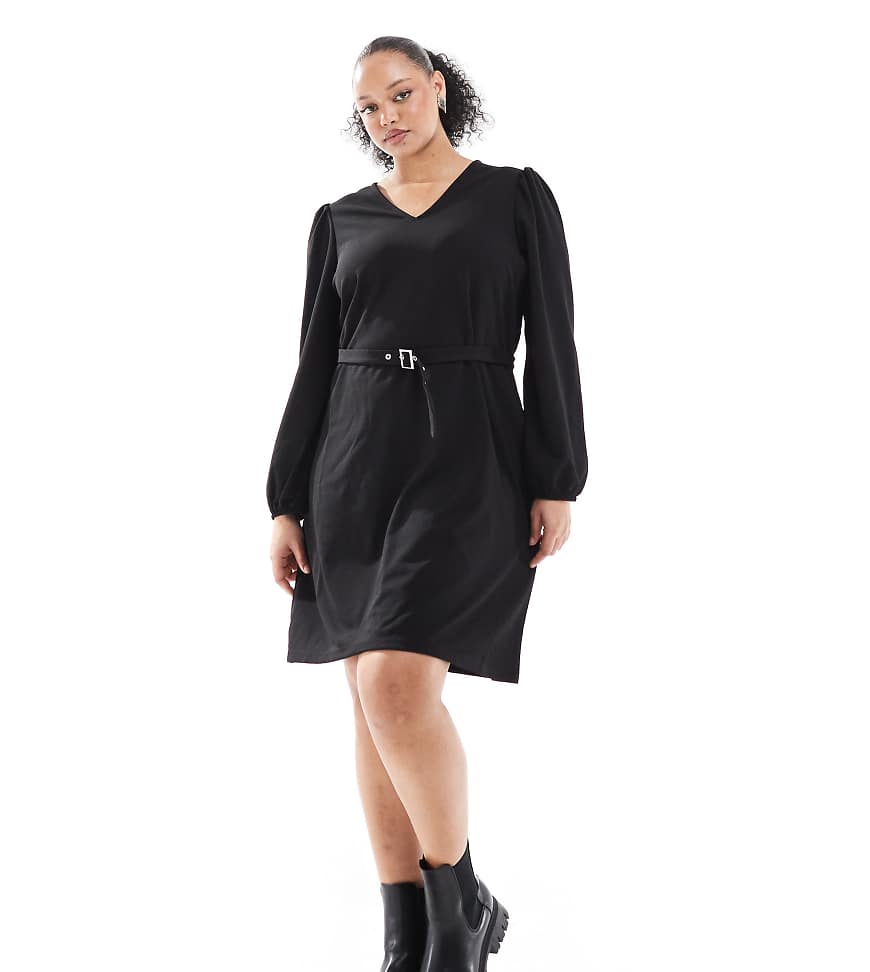 Vero Moda Curve - Minikleid in Schwarz mit Bindegürtel von Vero Moda Curve