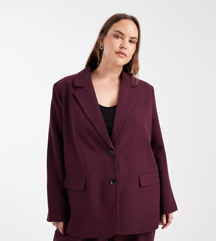 Vero Moda Curve - Oversize-Blazer in Burgunderrot, Kombiteil von Vero Moda Curve