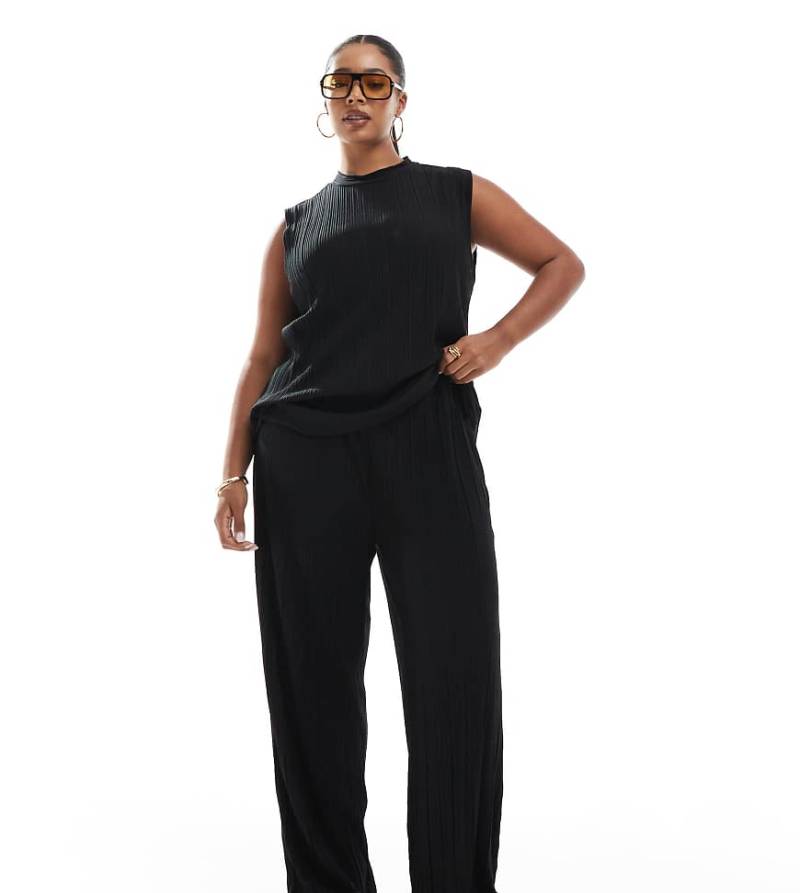 Vero Moda Curve - Plissee-Hose in Schwarz, Kombiteil von Vero Moda Curve