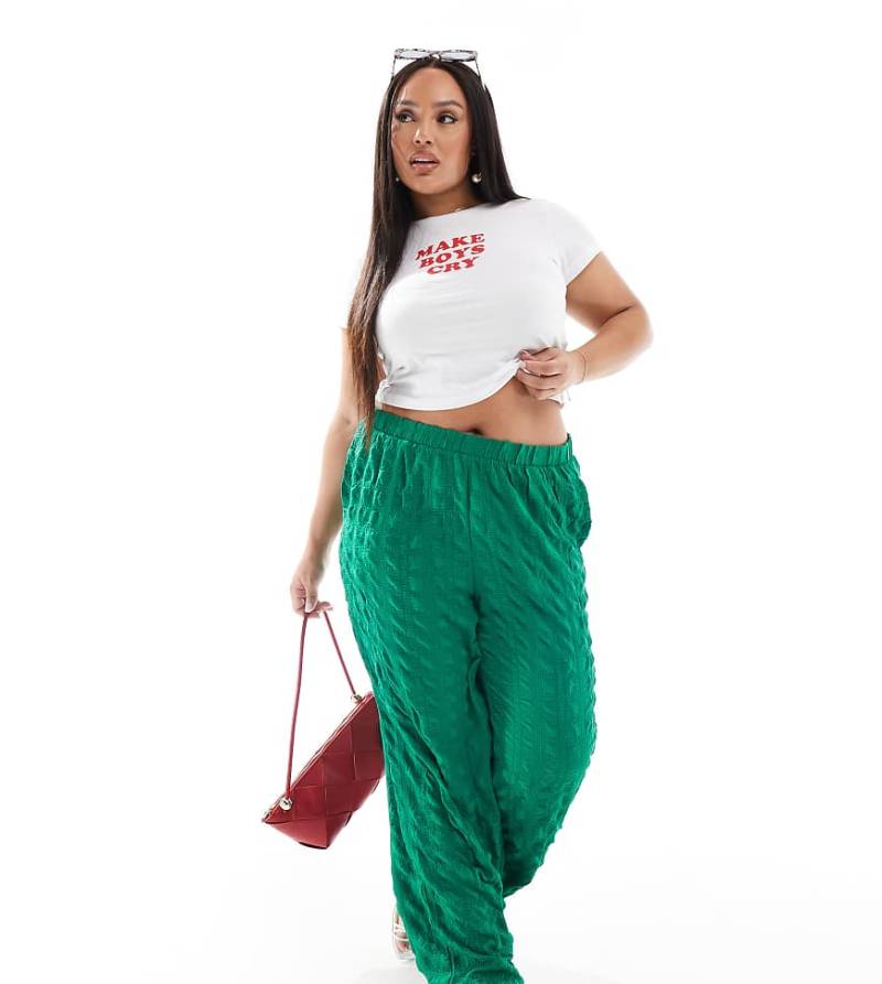 Vero Moda Curve - Strukturierte Hose in Grün mit weitem Bein von Vero Moda Curve