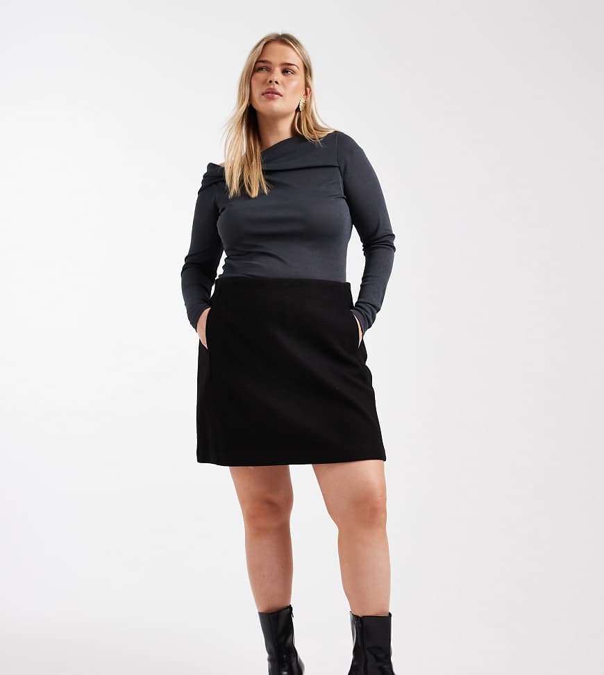 Vero Moda Curve - Strukturierter Minirock in Schwarz mit hohem Bund von Vero Moda Curve