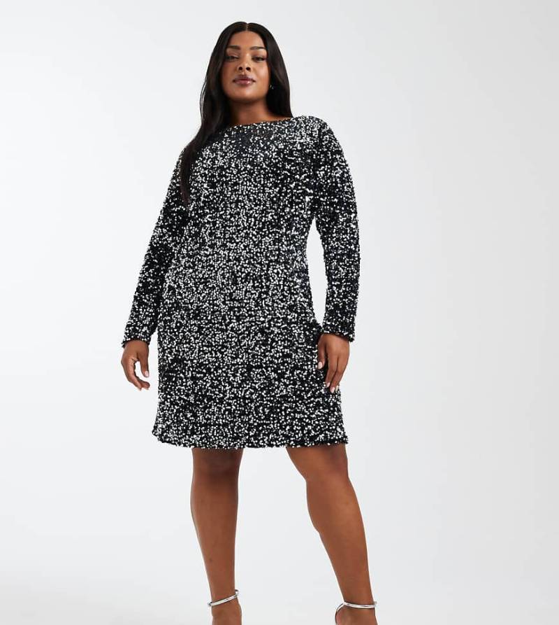 Vero Moda Curve - Strukturiertes Kleid in Schwarz und Silber mit Pailletten von Vero Moda Curve
