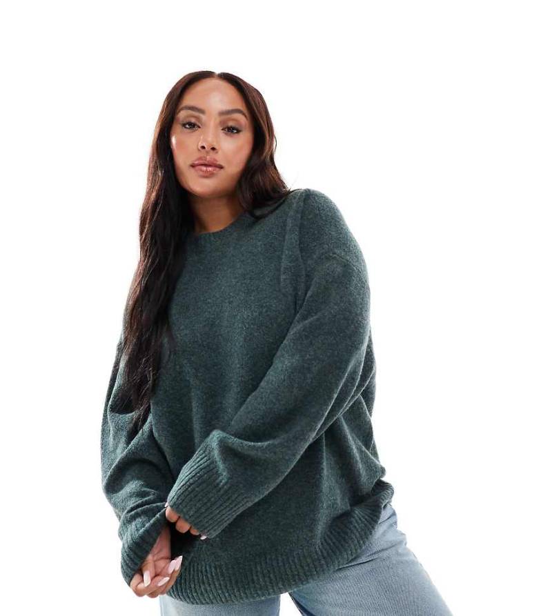Vero Moda Curve - Weicher Oversize-Pullover in Balsamgrün mit O-Ausschnitt von Vero Moda Curve
