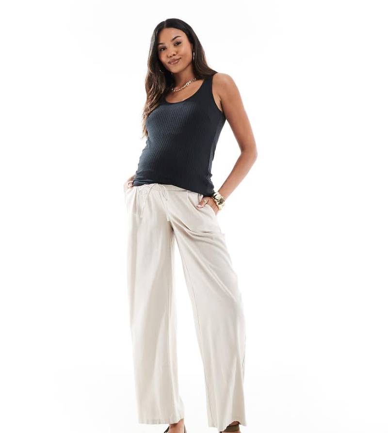 Vero Moda Maternity - Leinenmix-Hose in Cremeweiß mit weitem Bein von Vero Moda Maternity