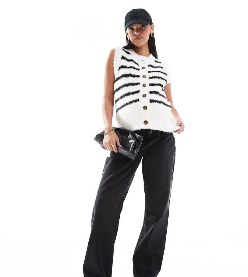 Vero Moda Maternity - Weit geschnittene Umstandsjeans in verwaschenem Schwarz mit Überbauchbund von Vero Moda Maternity