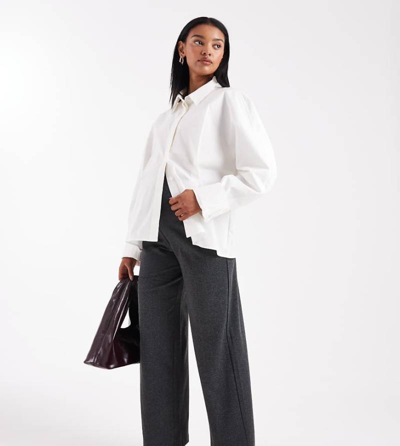 Vero Moda - Umstandshose aus Jersey mit schwarzem Fischgrätmuster und weitem Bein von Vero Moda Maternity