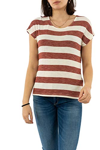 VERO MODA Damen Vmwide Stripe S/L Top Noos T-Shirt, Rote und Weiße Streifen, S von VERO MODA