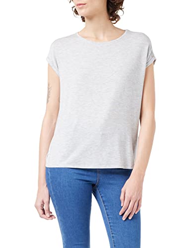 Vero Moda NOS Damen Vmava Plain Ss Top Ga Noos Bluse, Grau (Light Grey Melange), 36 (Herstellergröße: S) von VERO MODA