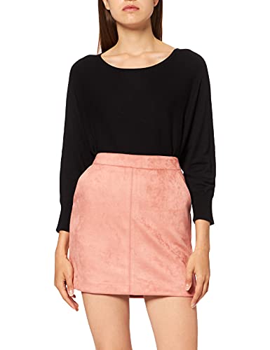 VERO MODA Damen Velours Minirock Kurzer Stretch Bleistiftrock Samt Nicki Stoff VMDONNADINA, Farben:Rosa-2, Größe:L von VERO MODA