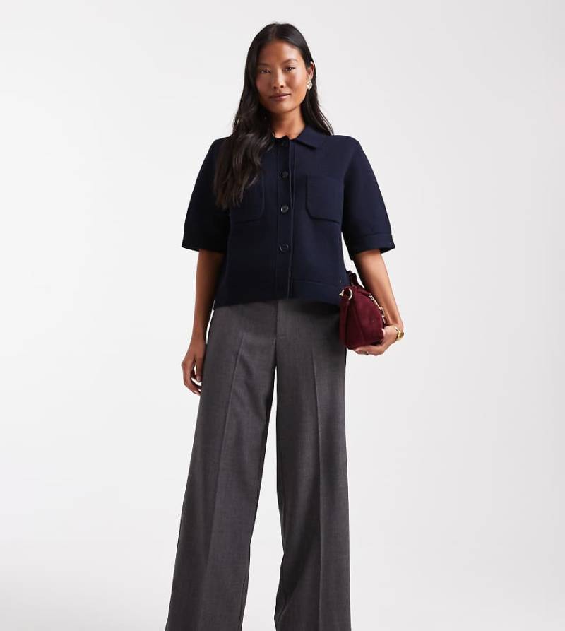 Vero Moda Petite - Elegante Hose in dunkelgrau meliert mit geradem Bein und Bügelfalte vorn von Vero Moda Petite
