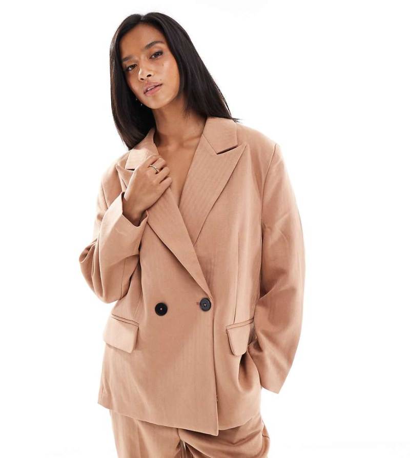 Vero Moda Petite - Eleganter Blazer mit Fischgrätenmuster in Mokka, Kombiteil-Brown von Vero Moda Petite