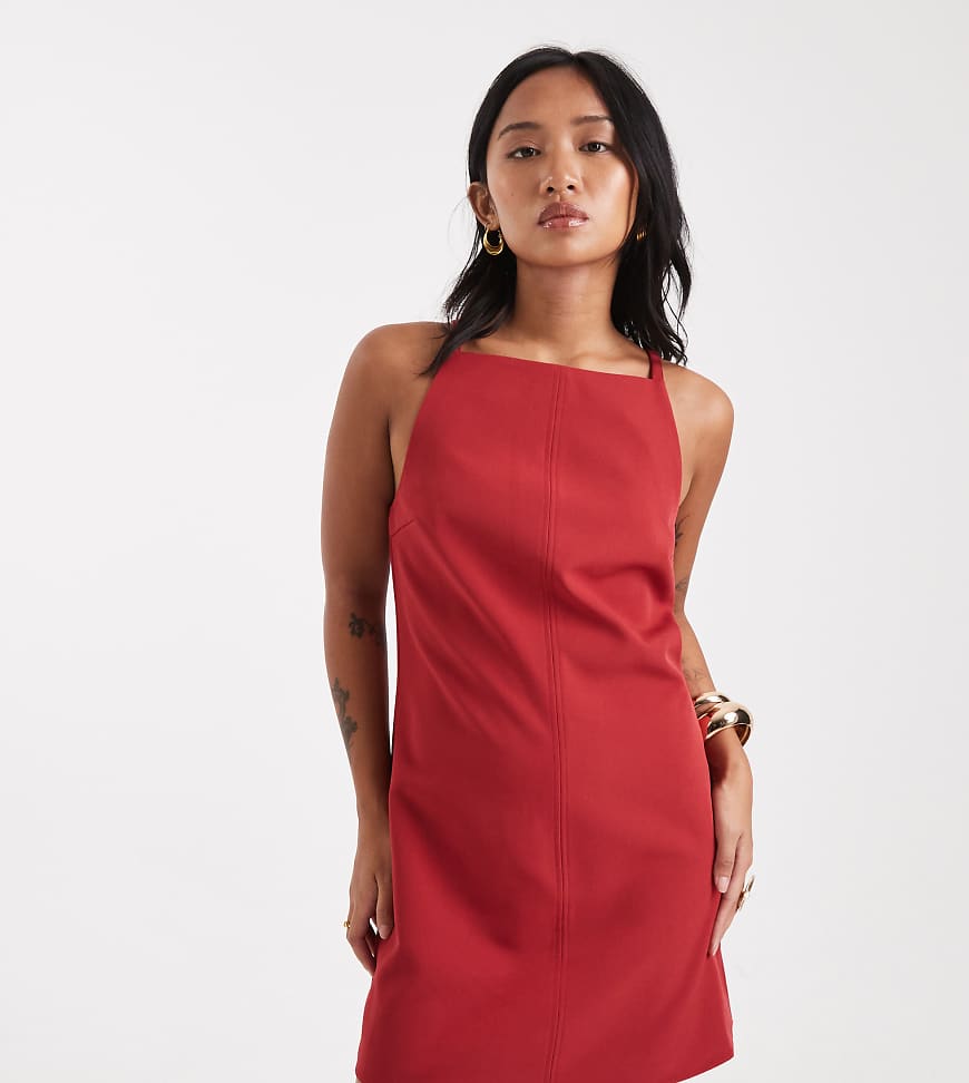 Vero Moda Petite - Figurbetontes Mini-Trägerkleid in Rot mit Ringerrücken von Vero Moda Petite