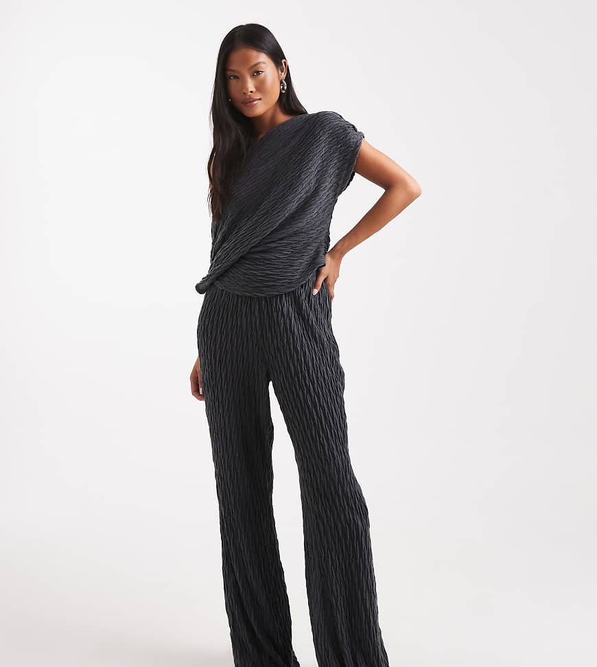 Vero Moda Petite - Hose aus Jersey in Asphaltgrau mit weitem Bein, Kombiteil Vero Moda Petite - Hose aus Jersey in Asphaltgrau mit weitem Bein, Kombiteil von Vero Moda Petite