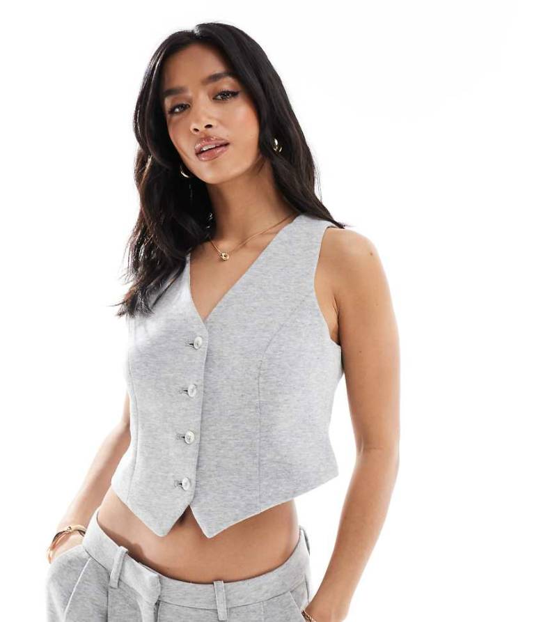Vero Moda Petite - Jersey-Weste in meliertem Hellgrau, Kombiteil von Vero Moda Petite
