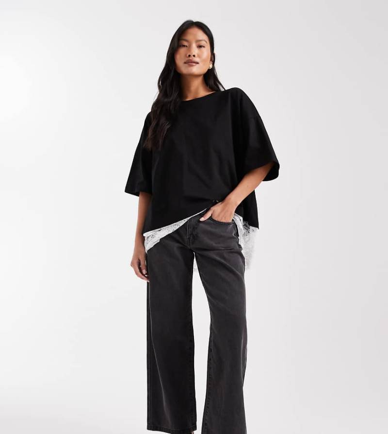 Vero Moda Petite - Kirsa - Jeans mit mittelhohem Bund und geradem Schnitt in mittelgrauer Waschung von Vero Moda Petite