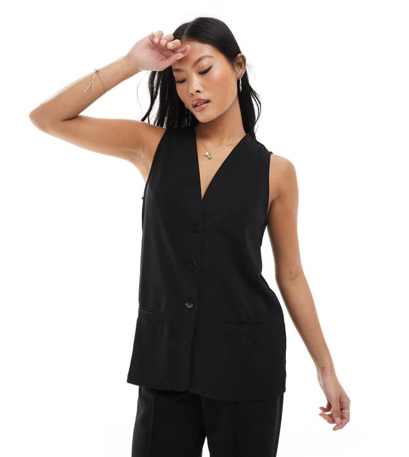 Vero Moda Petite - Longline-Weste aus Jersey-Crepe in Schwarz, Kombiteil von Vero Moda Petite