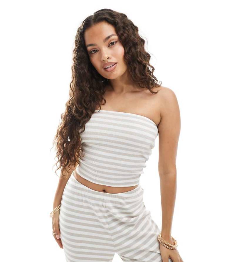 Vero Moda Petite - Schlauchtop aus geripptem Jersey mit Streifen in Beige, Kombiteil-Neutral von Vero Moda Petite