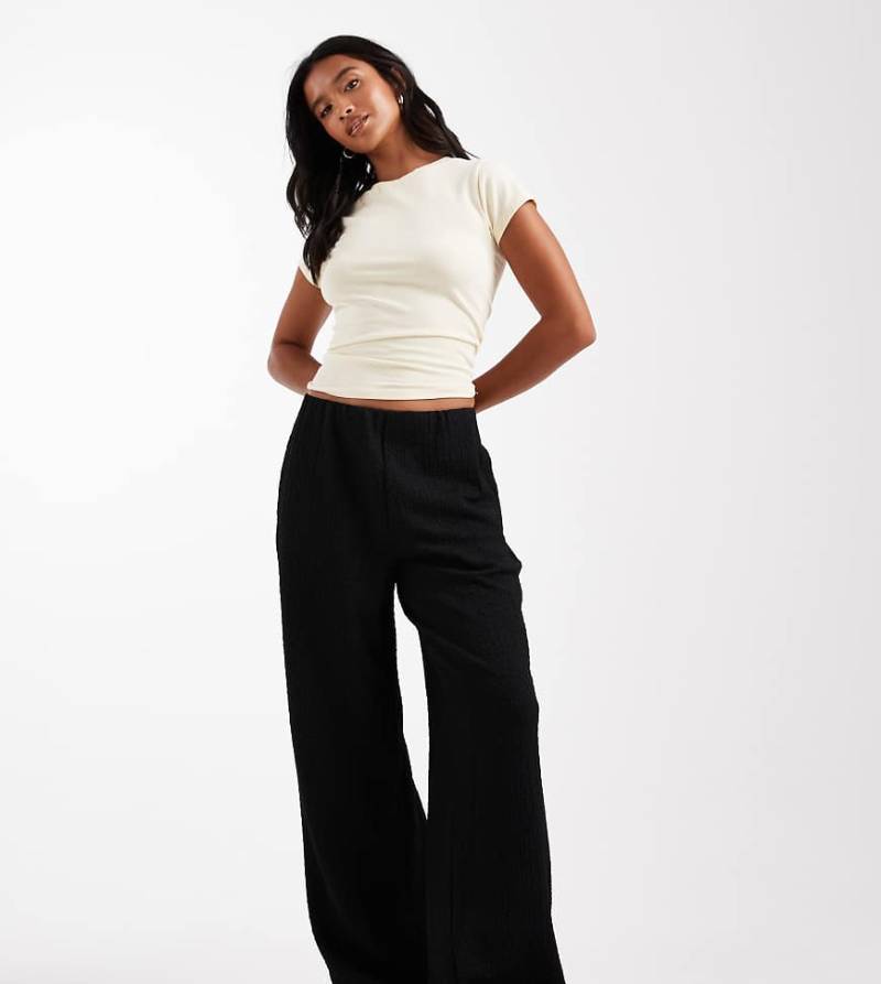 Vero Moda Petite - Strukturierte Jersey-Hose zum Überziehen in Schwarz von Vero Moda Petite