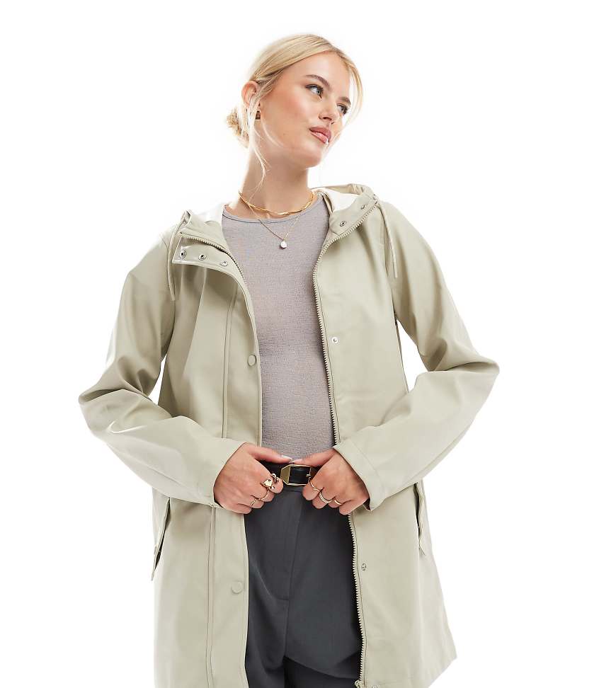Vero Moda Tall - Beschichtete Regenjacke in Steinbeige mit Kapuze-Neutral von Vero Moda Tall