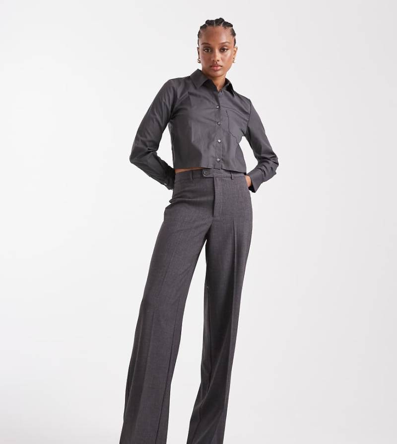 Vero Moda Tall - Elegante Hose in Dunkelgrau meliert mit geradem Bein und Bügelfalte vorn von Vero Moda Tall