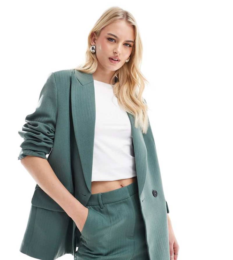 Vero Moda Tall - Eleganter Blazer in dunklem Waldgrün mit Fischgrätmuster, Kombiteil von Vero Moda Tall