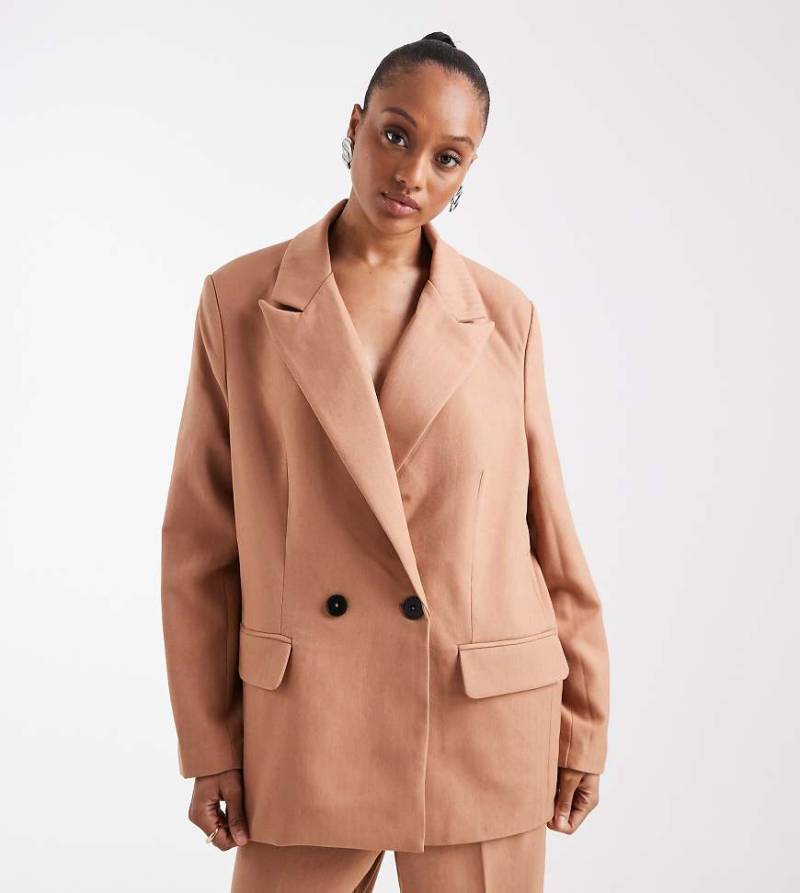 Vero Moda Tall - Eleganter Blazer mit Fischgrätenmuster in Mokka, Kombiteil-Brown von Vero Moda Tall