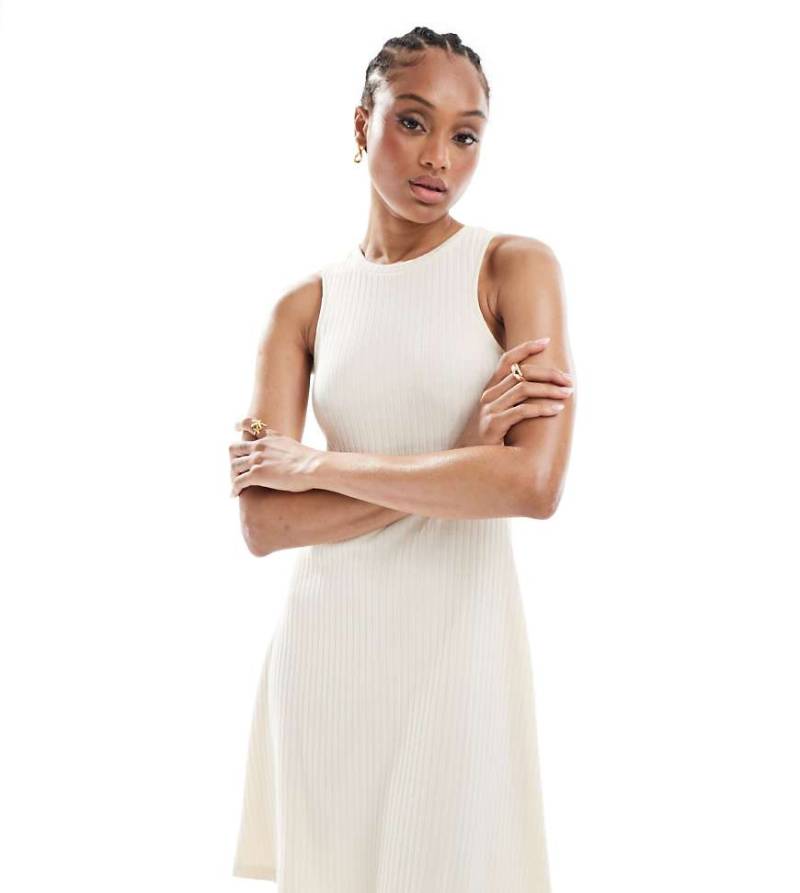 Vero Moda Tall - Geripptes Minikleid in Cremeweiß mit Ringerrücken von Vero Moda Tall