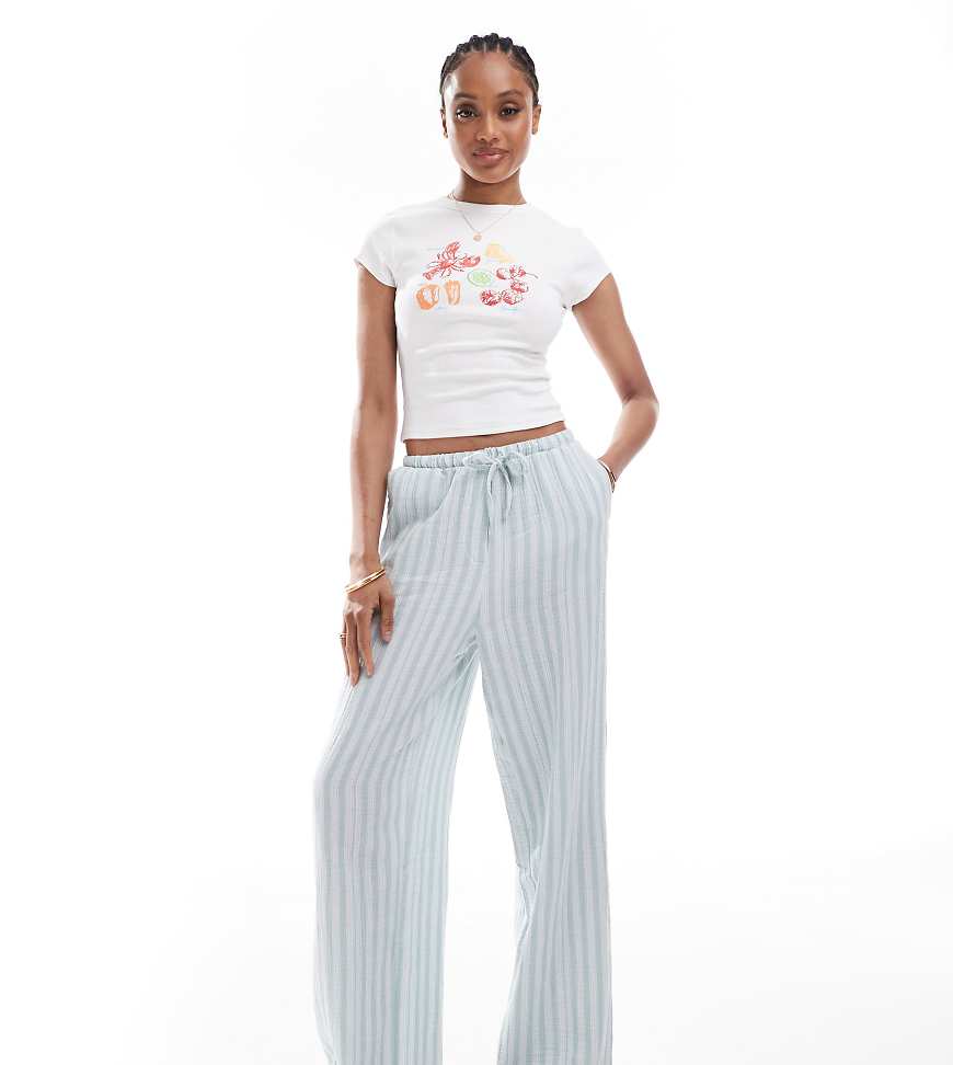 Vero Moda Tall - Hose aus Baumwolle mit weitem Bein und grünen Streifen von Vero Moda Tall