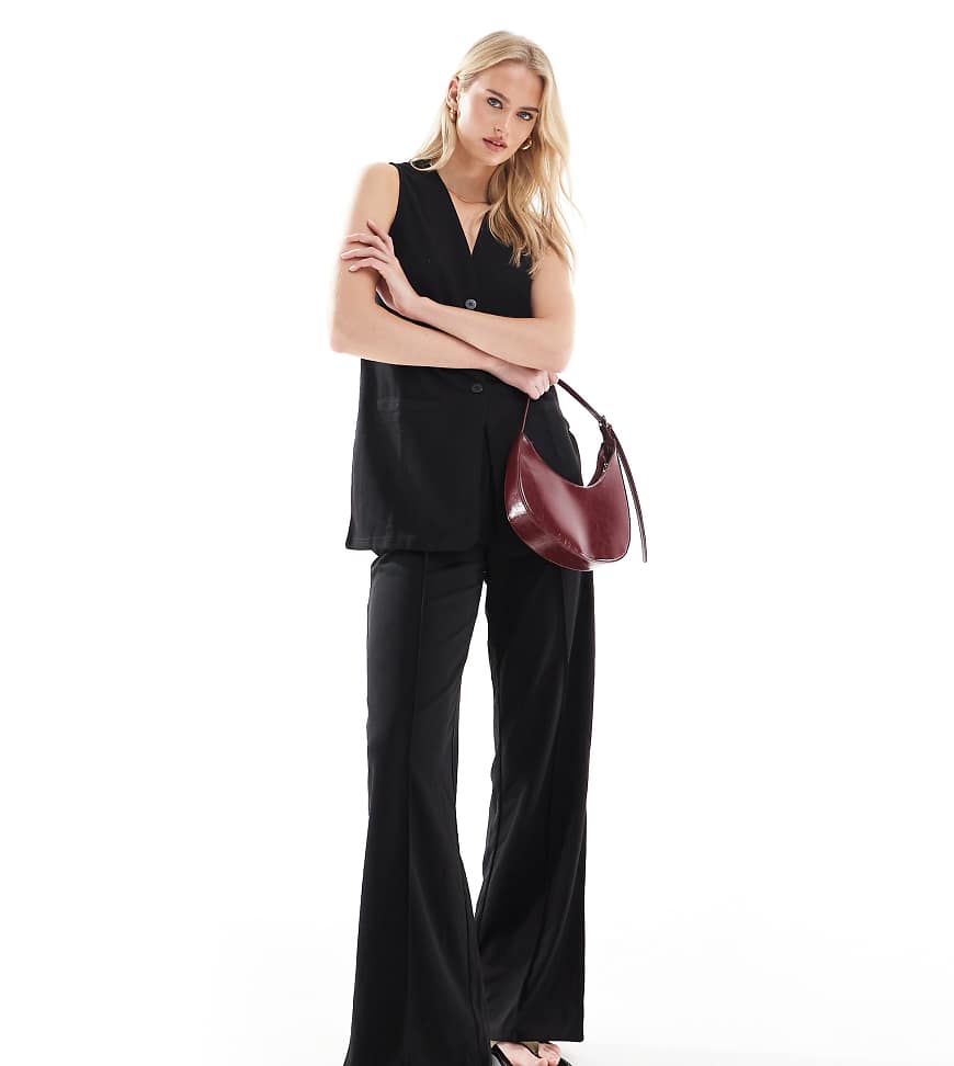 Vero Moda Tall - Hose in Schwarz aus Jersey-Crepe mit weitem Schnitt, Kombiteil von Vero Moda Tall