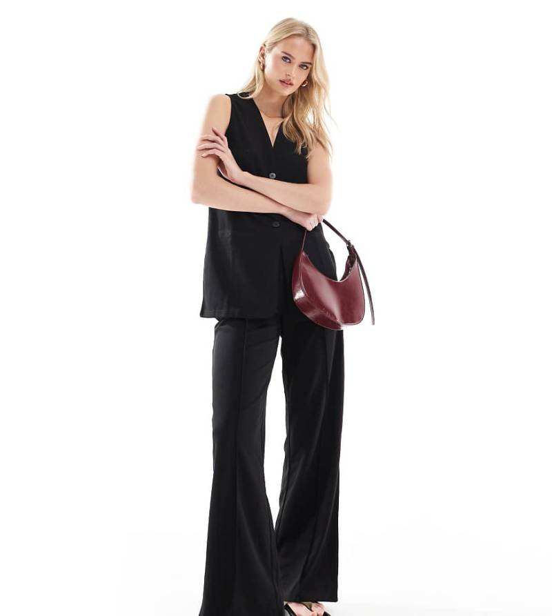 Vero Moda Tall - Hose in Schwarz aus Jersey-Crepe mit weitem Schnitt, Kombiteil von Vero Moda Tall
