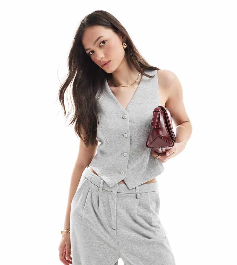 Vero Moda Tall - Jersey-Weste in meliertem Hellgrau, Kombiteil von Vero Moda Tall