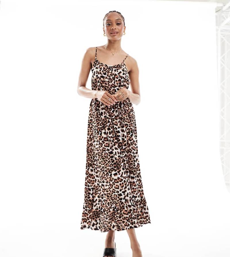 Vero Moda Tall - Knöchellanges Trägerkleid mit Leopardenmuster-Neutral Vero Moda Tall - Knöchellanges Trägerkleid mit Leopardenmuster-Neutral von Vero Moda Tall